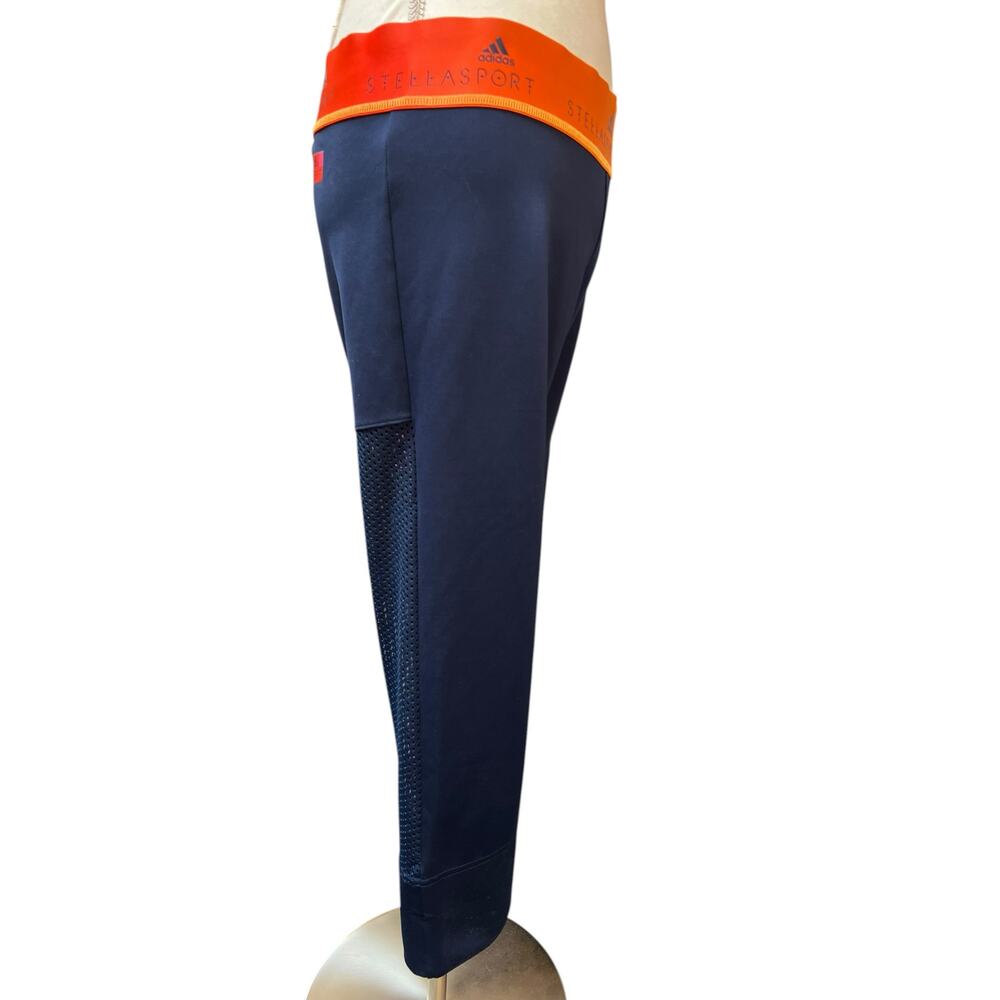 Adidas StellaSport Leggings Womens Large Navy Orange Cropped Athletic EUC - Picture 3 of 5